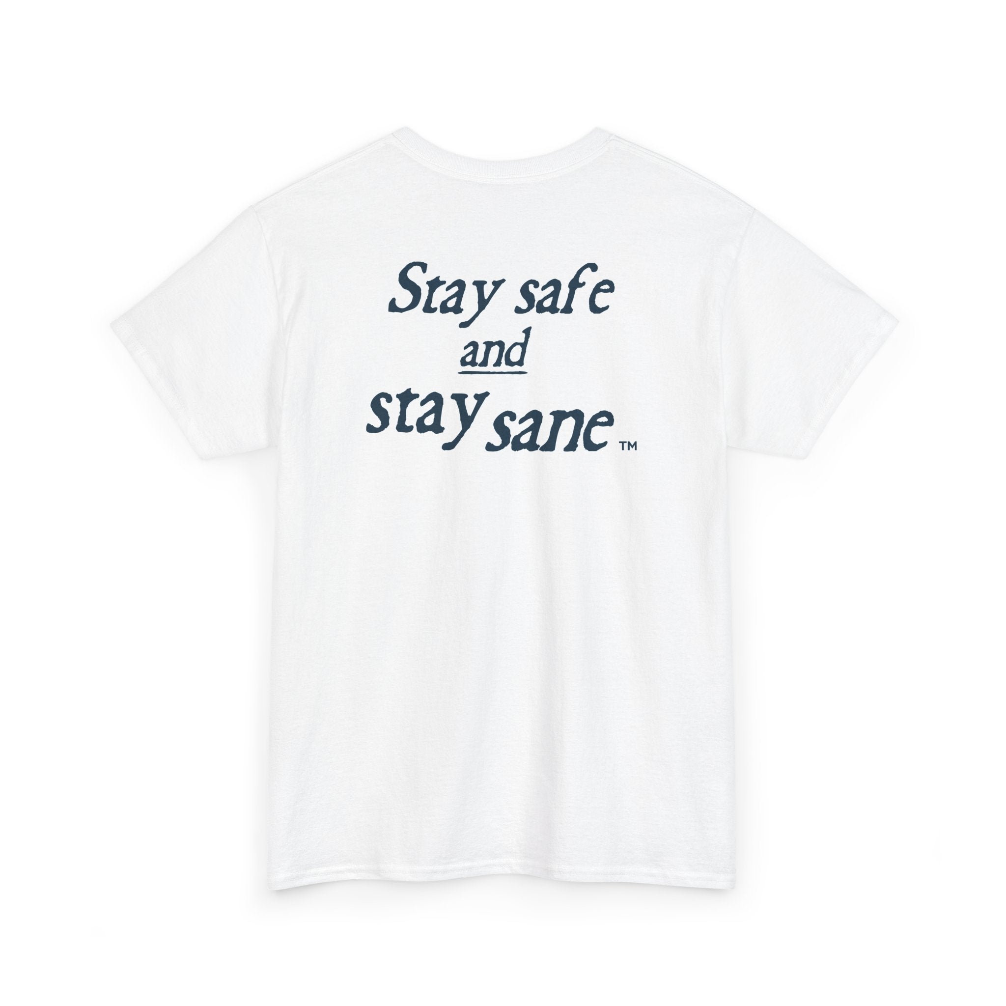 Unisex Heavy Cotton Tee - 'No Delusion Zone' with Stay Safe & Stay Sane Message